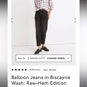 Madewell Black Balloon Jeans - Raw Hem